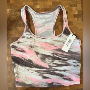 NWT 80s Style Calvin Klein Pink and Brown Tie-Dye Tank Top sports bra